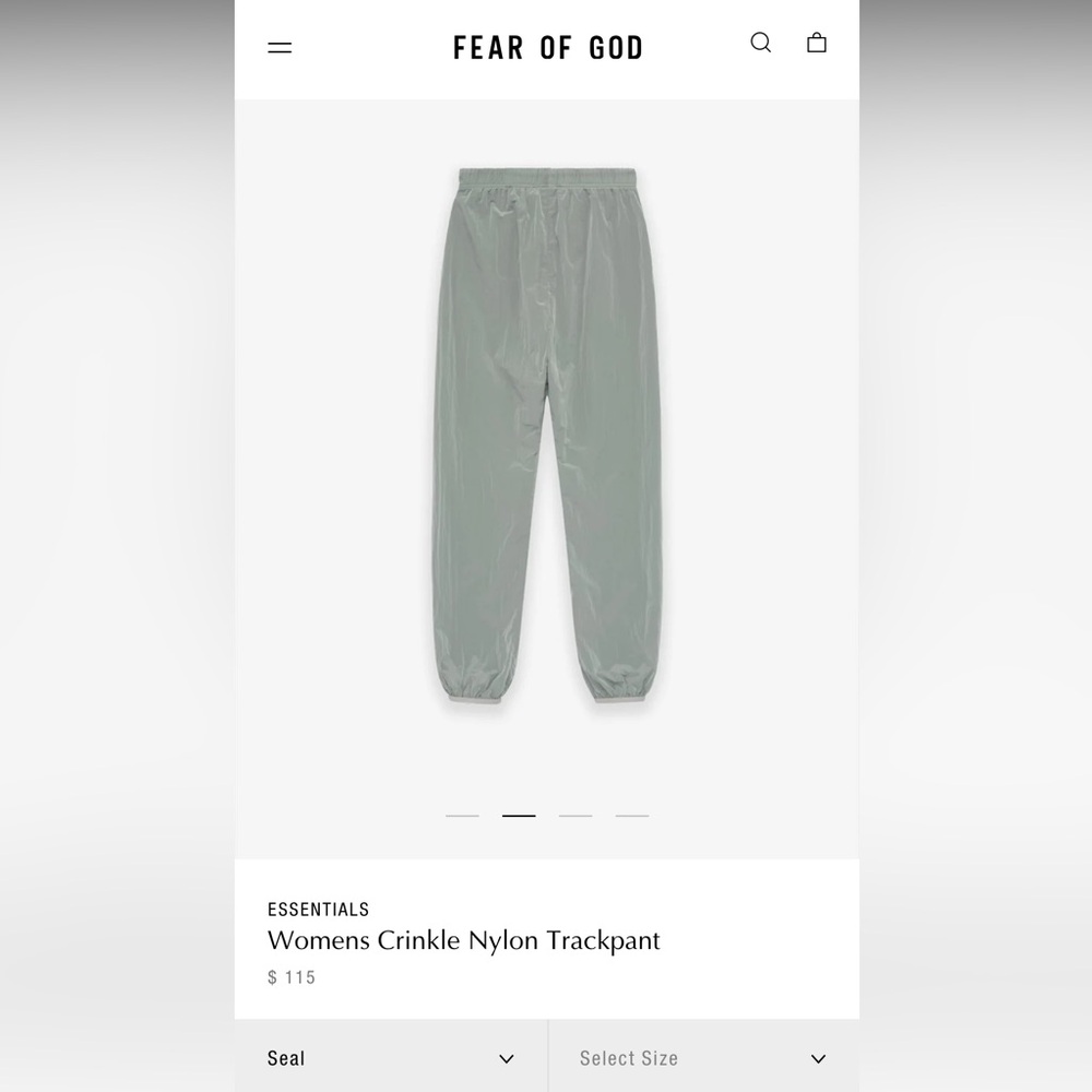 Fear of God Essentials Womens Crinkle Nylon Trackpant in Seal